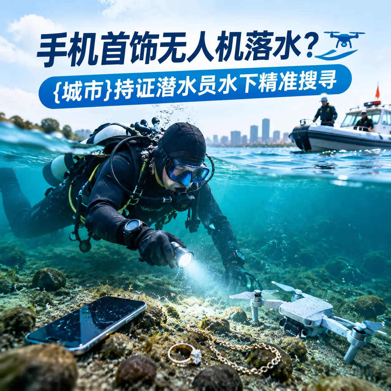 手机首饰无人机落水？襄都持证潜水员水下精准搜寻